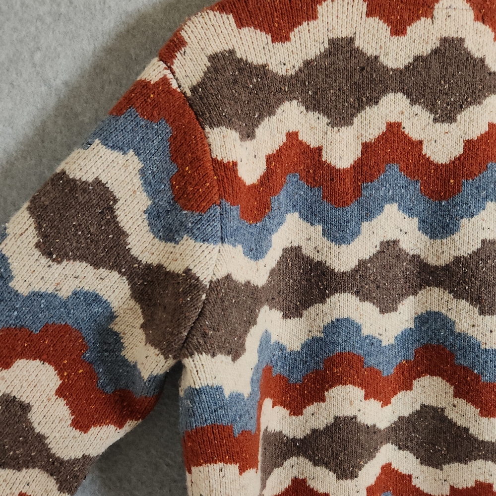 Toad&Co Wilde Sweater Womens XL Brown Blue Zigzag Zip Non Mulesed Wool Blend - Picture 6 of 9